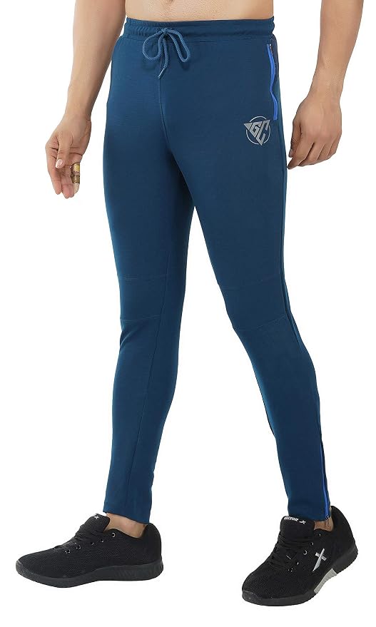 Gyms Cart Dobby Lycra Track Pant - Airforce Blue