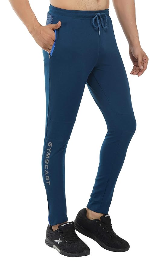Gyms Cart Dobby Lycra Track Pant - Airforce Blue