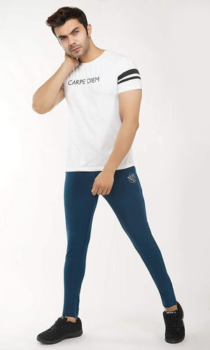 Gyms Cart Dobby Lycra Track Pant - Airforce Blue