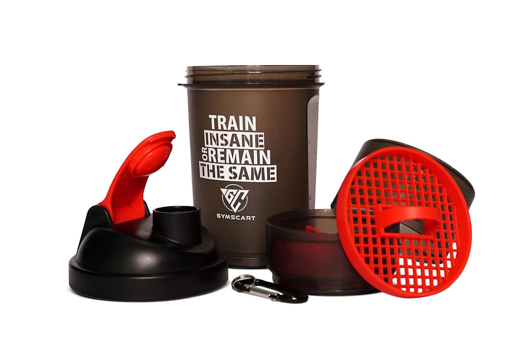 Smart Shaker with Protein Container- Black & Red