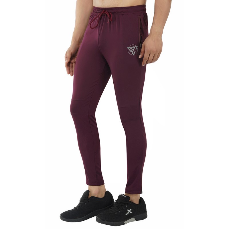 GymsCart Unisex Lycra Slim Fit Track Pant, Stylish Lower for Gym, Yoga, Sports, Running  & Trekking (MAROON)