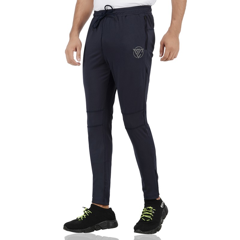 GymsCart Unisex Lycra Slim Fit Track Pant, Stylish Lower for Gym, Yoga, Sports, Running  & Trekking (NAVY BLUE)