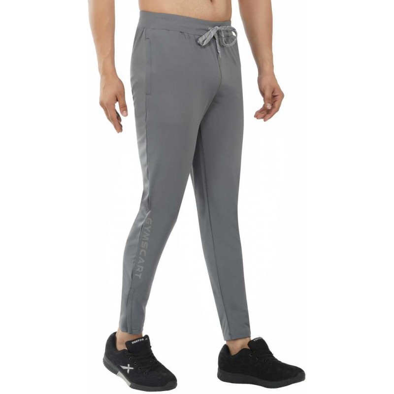 GymsCart Lycra Track Pant (Top & Bottom Zipper Style with Towel Hanging) Grey