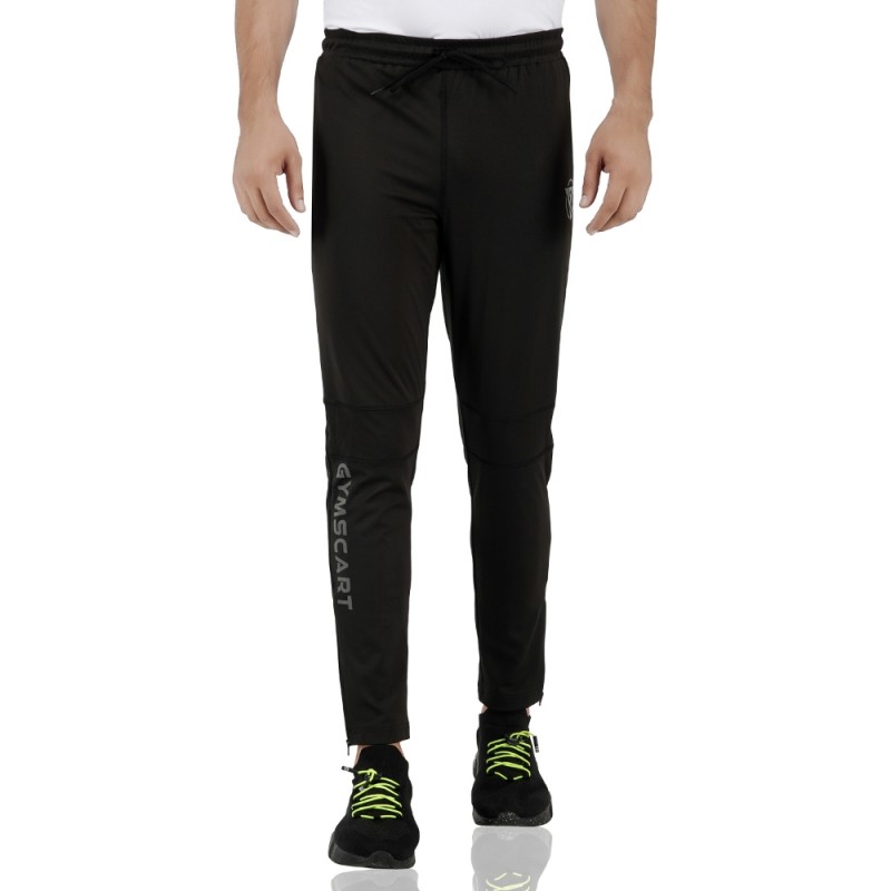 GymsCart Unisex Lycra Slim Fit Track Pant, Stylish Lower for Gym, Yoga, Sports, Running  & Trekking (BLACK)