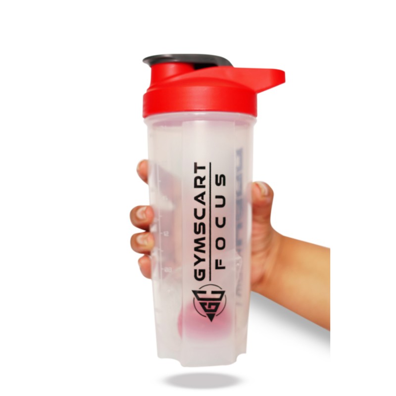Clout Protein Shaker Bottle (700 ML) Red/Transparent 