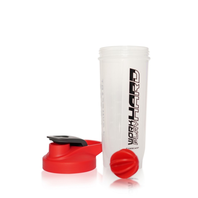 Clout Protein Shaker Bottle (700 ML) Red/Transparent 