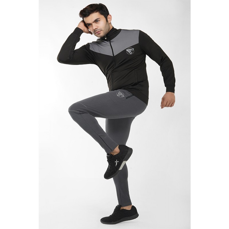 GymsCart Men’s Lycra Slim Fit Track Pant Stylish Lower for Gym, Yoga, Sports, Running (GREY)