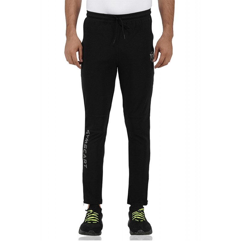GymsCart Men’s Lycra Slim Fit Track Pant Stylish Lower for Gym, Yoga, Sports, Running (BLACK)
