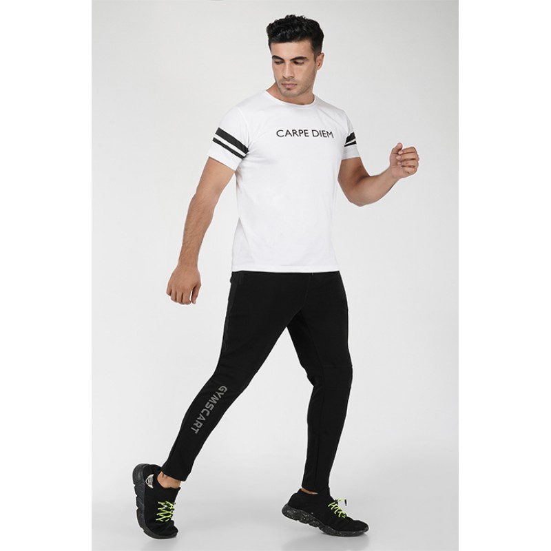 GymsCart Men’s Lycra Slim Fit Track Pant Stylish Lower for Gym, Yoga, Sports, Running (BLACK)