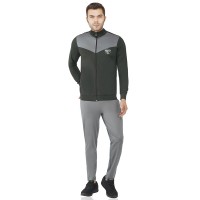 GymsCart Lycra Track Suit for Gym, Running, Sports & Outdoor (Top & Bottom Zipper Style) Grey